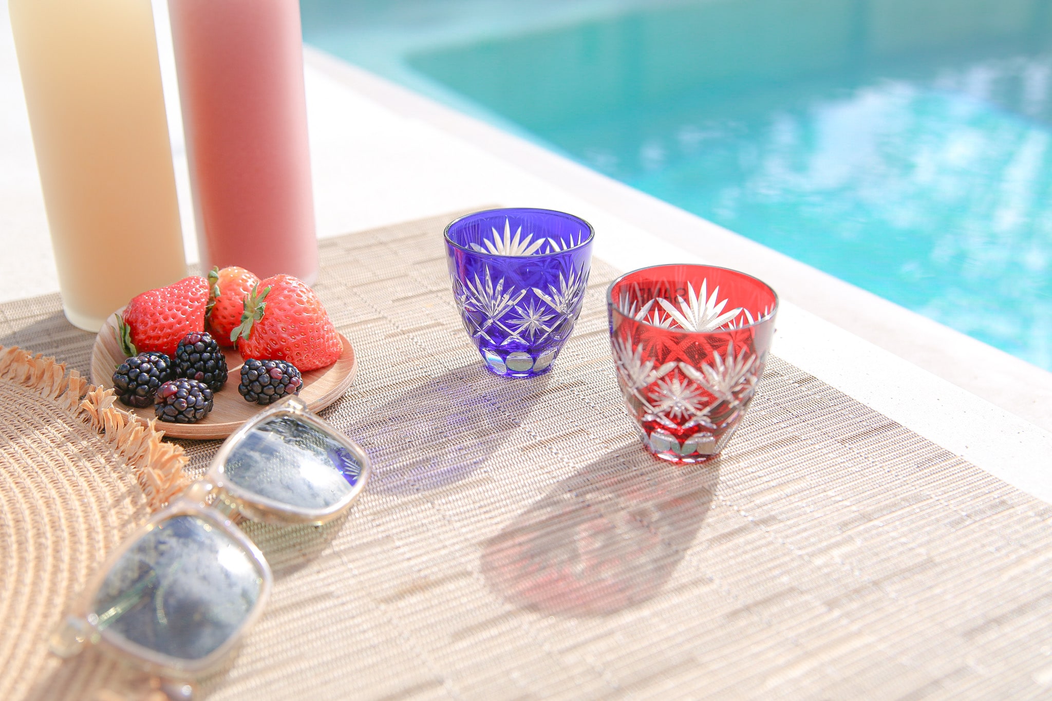 Edo glass by the pool