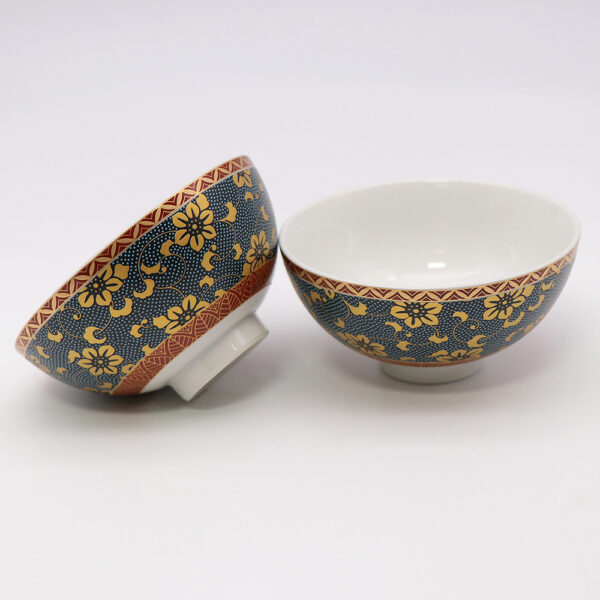 Kutani Ware Rice Bowl - Blue Dots