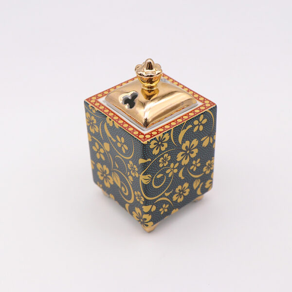 Kutani Ware Incense Burner - Blue Dots / Sakura