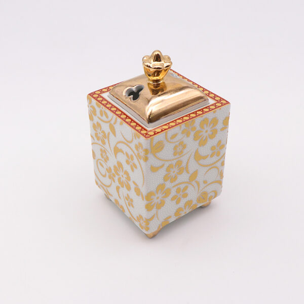 Kutani Ware Incense Burner - White Dots / Sakura