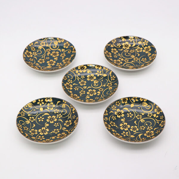 Kutani Ware Serving Plate 5set - Blue Dots